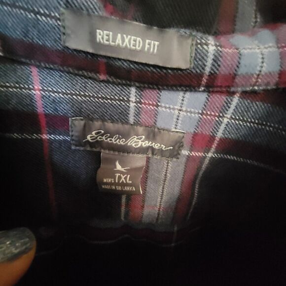 Eddie Bauer Shirt Mens XL Tall Gray Flannel Long Sleeve Plaid Hiking Outdoor - Picture 6 of 7